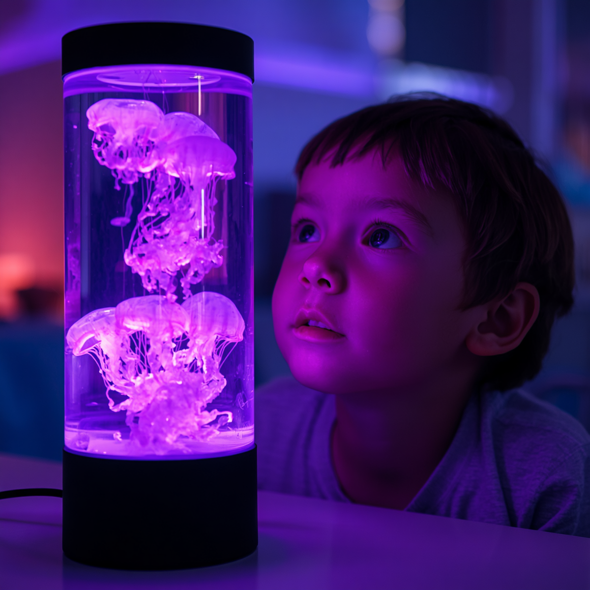 Luminária de água-viva LED com controle remoto e mudança de cor