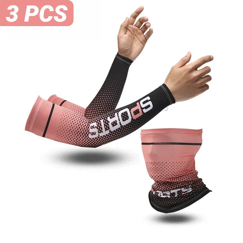 2PCS Summer Fashio Sunscreen Ice Silk Sleeve UV Sun Protection Cooling Anti-Slip Arm Sleeves Men Women Outdoor Sport Cycling