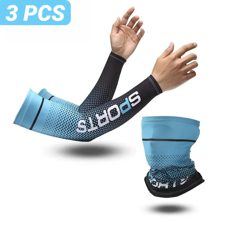 2PCS Summer Fashio Sunscreen Ice Silk Sleeve UV Sun Protection Cooling Anti-Slip Arm Sleeves Men Women Outdoor Sport Cycling