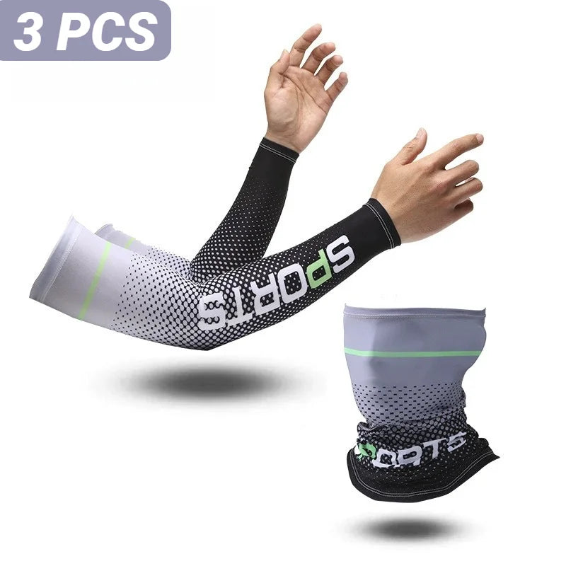 2PCS Summer Fashio Sunscreen Ice Silk Sleeve UV Sun Protection Cooling Anti-Slip Arm Sleeves Men Women Outdoor Sport Cycling
