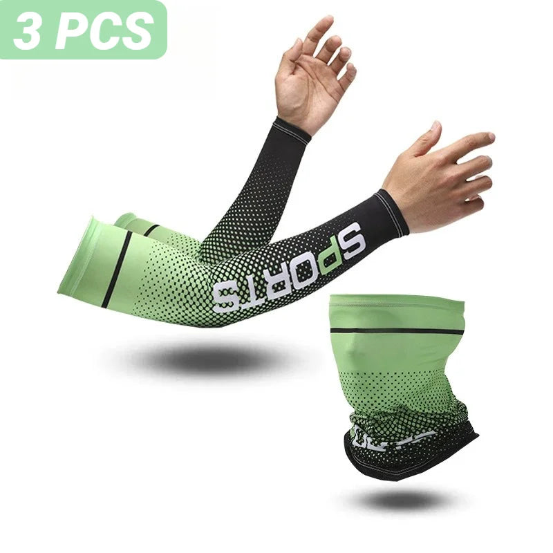 2PCS Summer Fashio Sunscreen Ice Silk Sleeve UV Sun Protection Cooling Anti-Slip Arm Sleeves Men Women Outdoor Sport Cycling
